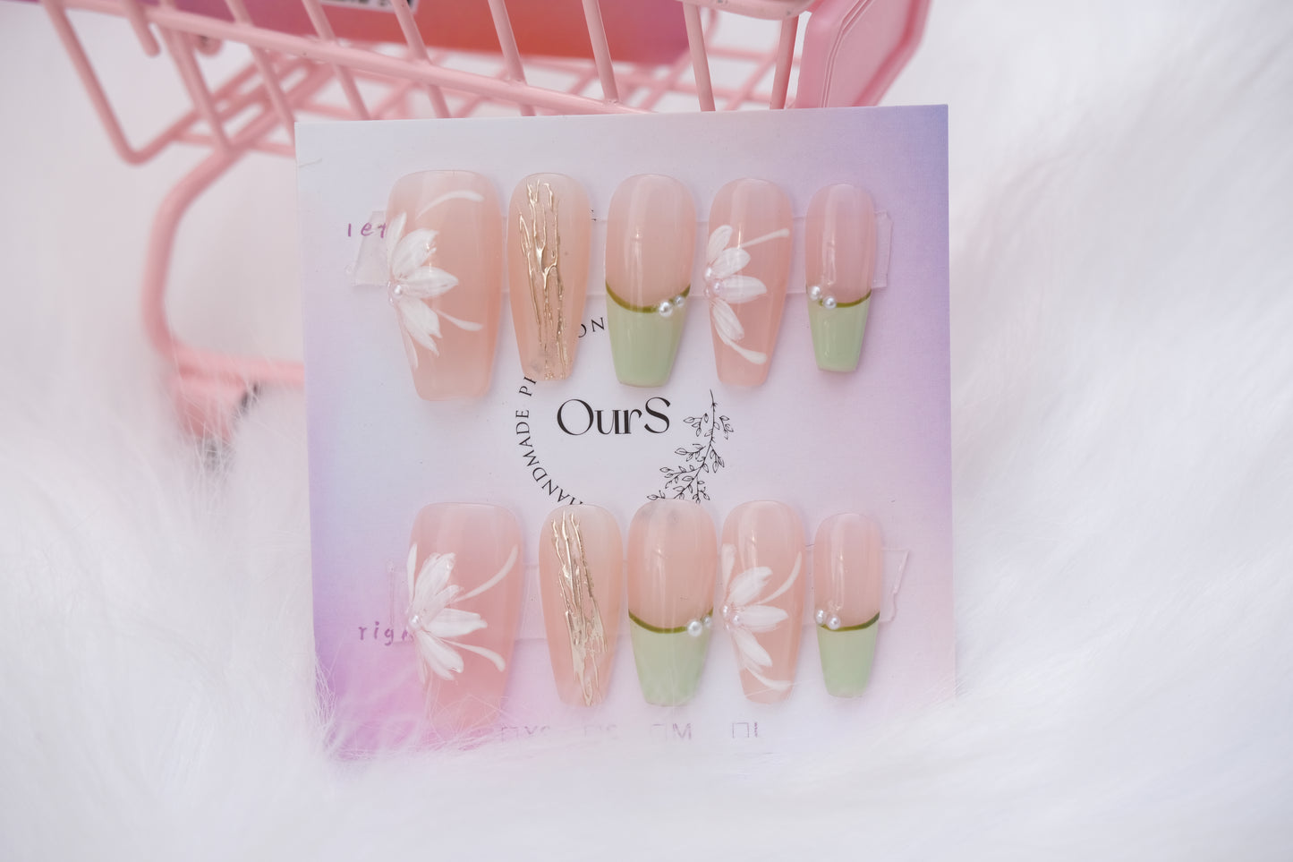 OurS Handmade gel made press on nails,long coffin nails