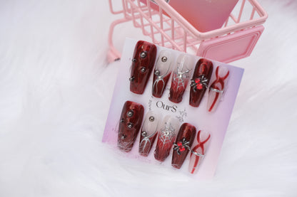 OurS Handmade Gel Nails, Long reusable  nails, Spider