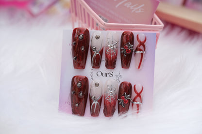 OurS Handmade Gel Nails, Long reusable  nails, Spider