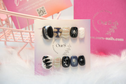 OurS Handmade Gel Reusable Nails, coffin shape nails , press on glue on  nails for girls