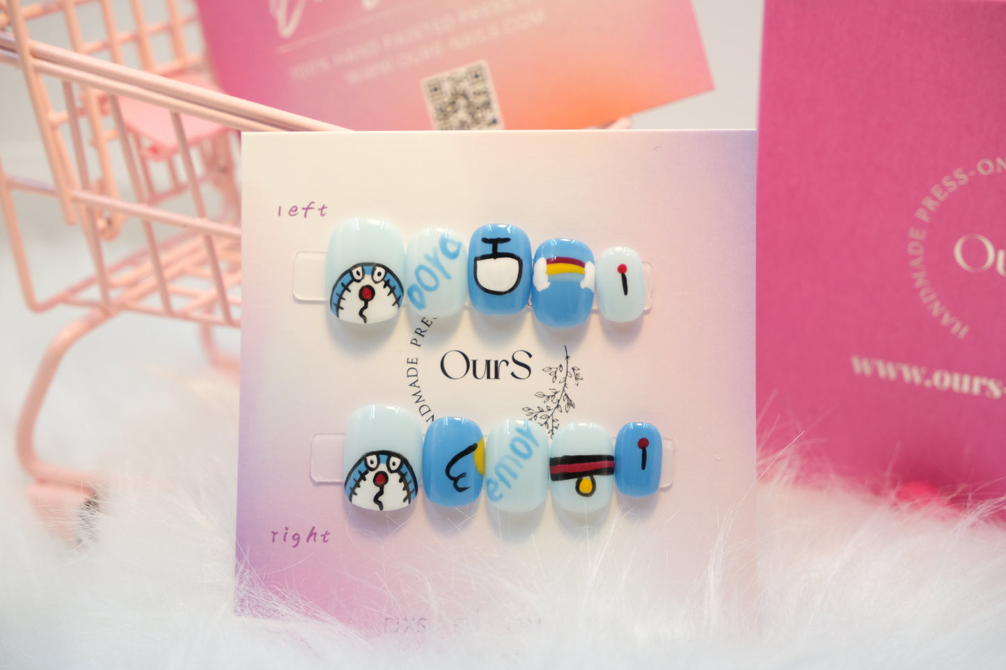 OurS Handmade Nails Doraemon Nails , Blue  Handmade Nails