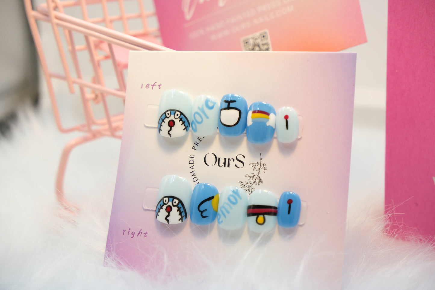 OurS Handmade Nails Doraemon Nails , Blue  Handmade Nails