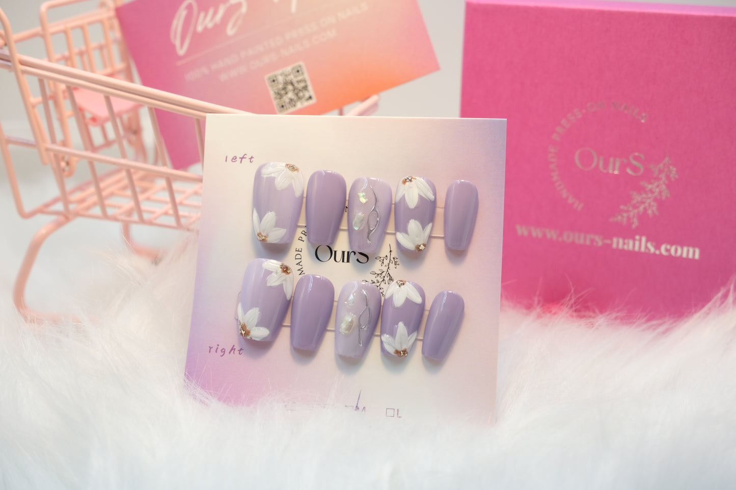 OurS Handmade Nails,Purple Coffin, Reusable Press on nails