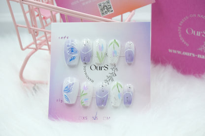 OurS Handmade Gel Reusable Nails, French Tips, Press on Nails, Glue on nails for girls