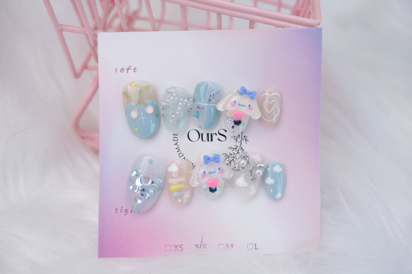 OurS handmade press on gel nails,Sanrio Nails , Short Almond shape