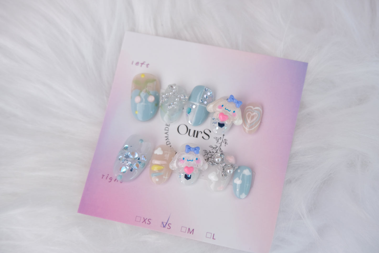 OurS handmade press on gel nails,Sanrio Nails , Short Almond shape