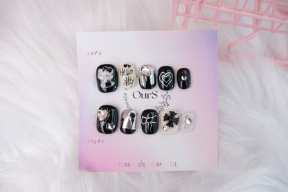 OurS Handmade Press on Nails,Short round, Sanrio Nails, Hello kitty