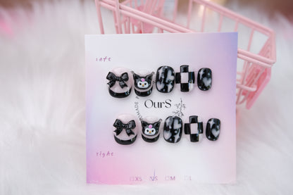 OurS Handmade Press-On, Reusable ,Sanrio Kuromi Nails