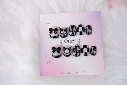 OurS Handmade Press-On, Reusable ,Sanrio Kuromi Nails