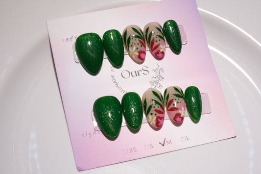 OurS Handmade Nails, Reusable, Gel Press-on Nails,Christmas Nails