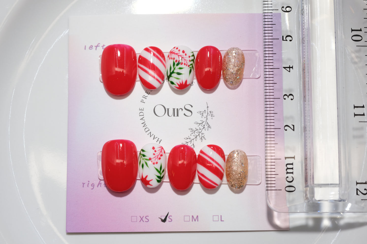 OurS Handmade Gel Nails, Short round, Christmas Nails, Press on nails