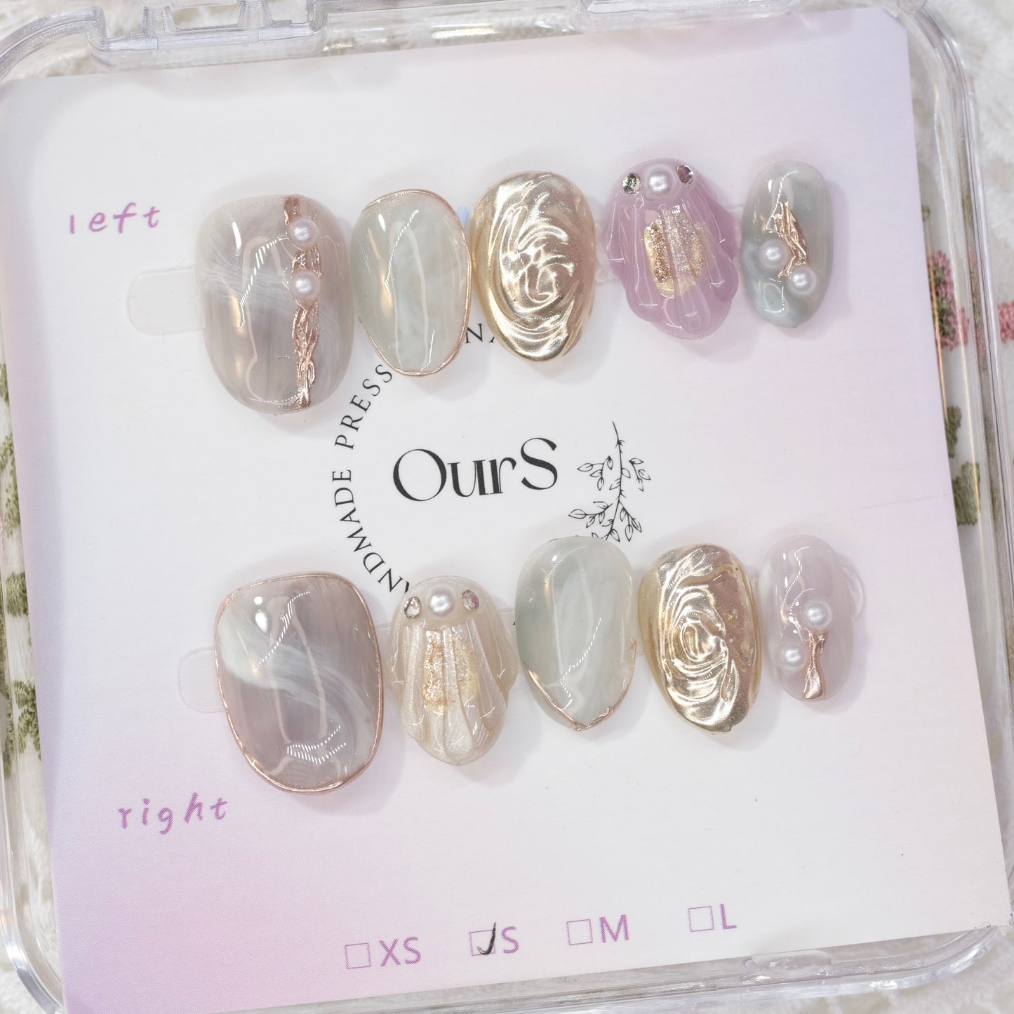 OurS Handmade Gel Nails, Short oval, Gold, Reusable nails