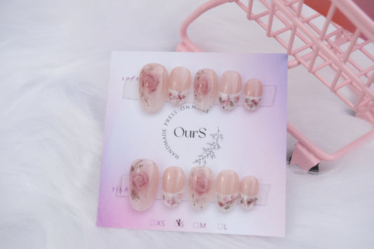 OurS Handmade Gel Nails,Nude, Almond shape,Reusable Press on , Glue on nails for girls