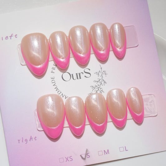 OurS Handmade Gel Nails, Classic Pink French Tip